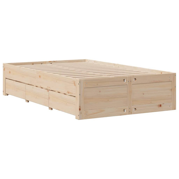 Massivholzbett 135x190 cm mit Schubladen