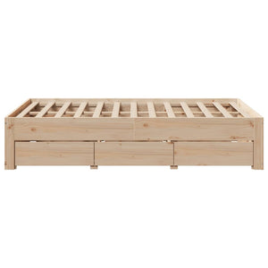 Massivholzbett 135x190 cm mit Schubladen