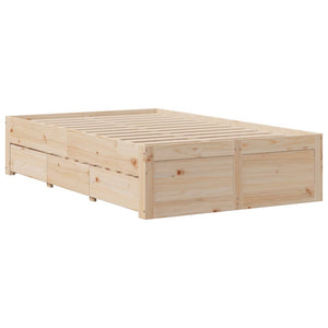 Massivholzbett 135x190 cm mit Schubladen