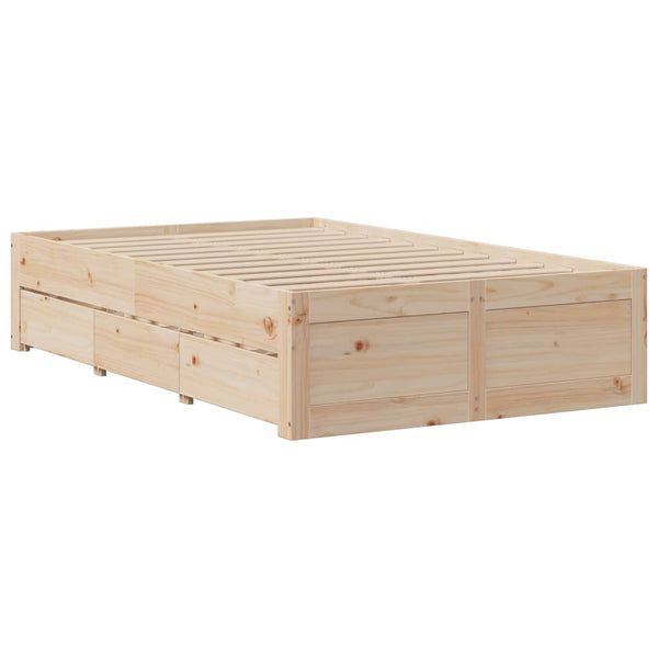 Massivholzbett 135x190 cm mit Schubladen
