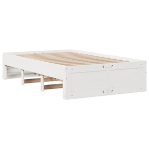 Massivholzbett Weiß 135x190 cm mit Schubladen