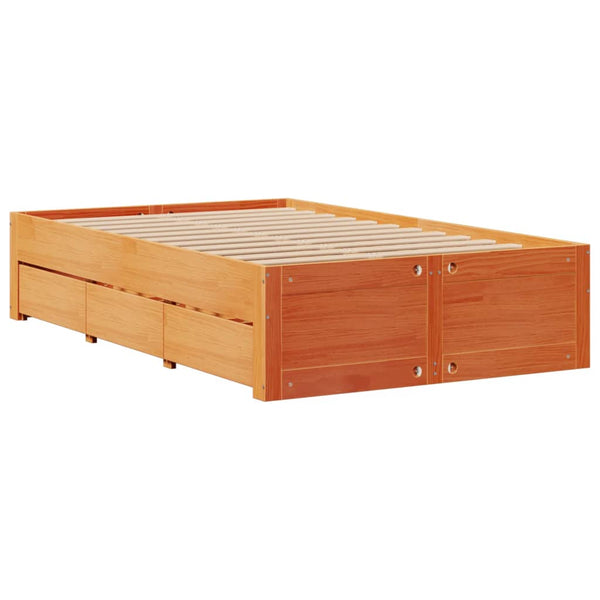 Massivholzbett 135x190 cm mit Schubladen