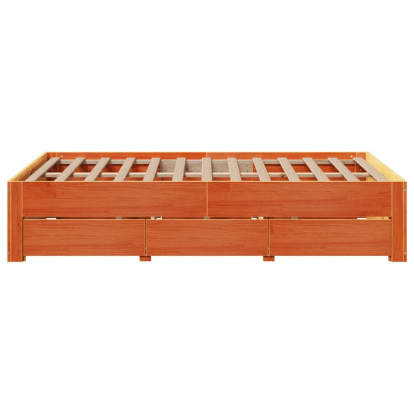 Massivholzbett 135x190 cm mit Schubladen
