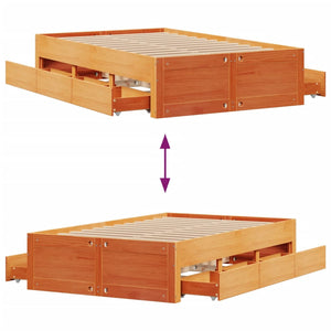 Massivholzbett 135x190 cm mit Schubladen