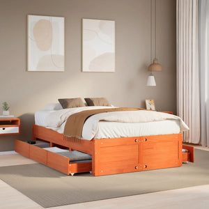 Massivholzbett 135x190 cm mit Schubladen