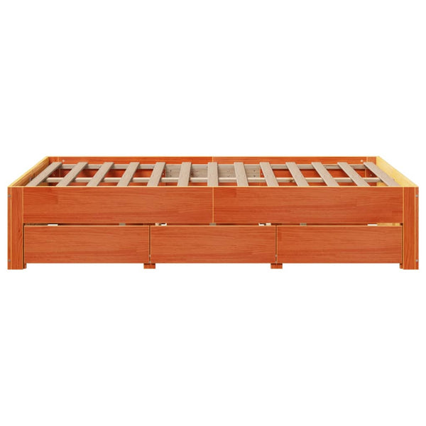 vidaXL Lit en bois massif sans matelas avec tiroirs Marron 120x190 cm