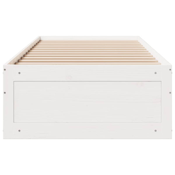 vidaXL Lit en bois massif sans matelas avec tiroirs Blanc 90x190 cm