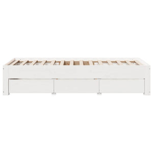 vidaXL Lit en bois massif sans matelas avec tiroirs Blanc 90x190 cm