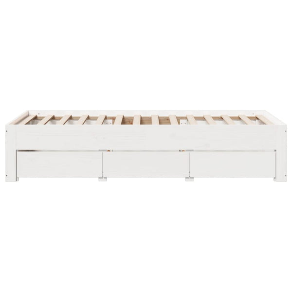 vidaXL Lit en bois massif sans matelas avec tiroirs Blanc 90x190 cm