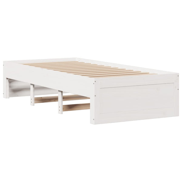 vidaXL Lit en bois massif sans matelas avec tiroirs Blanc 90x190 cm