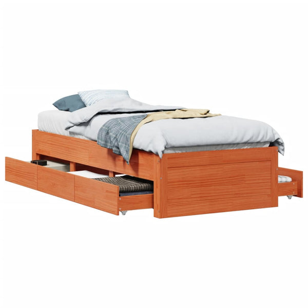 Massivholzbett 90x190 cm mit Schubladen