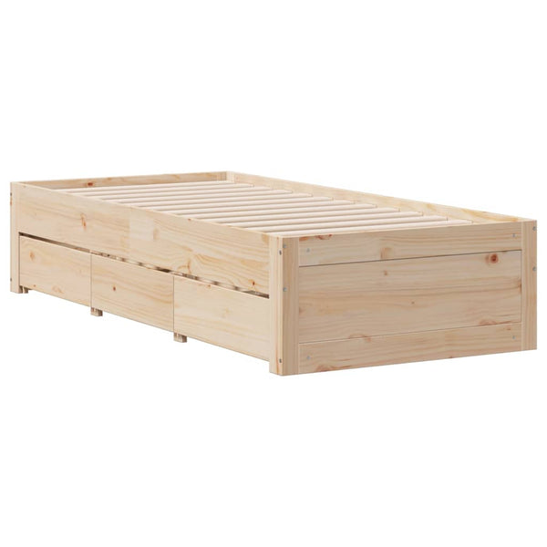 Massivholzbett 75x190 cm mit Schubladen