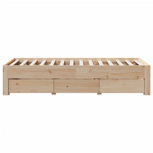 Massivholzbett 75x190 cm mit Schubladen