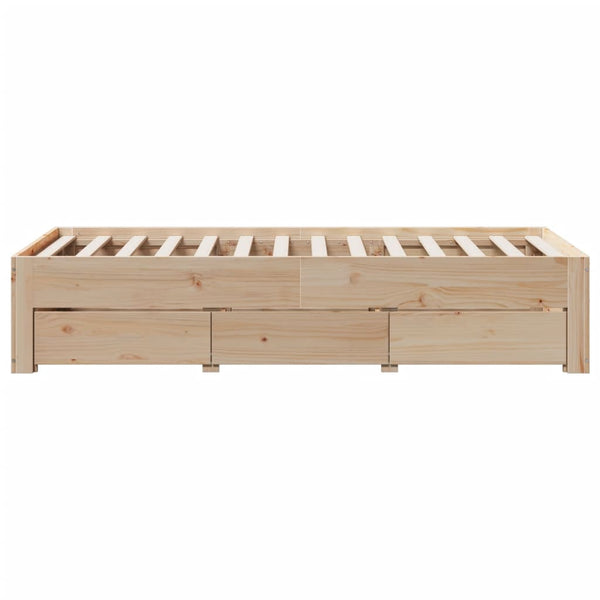 Massivholzbett 75x190 cm mit Schubladen