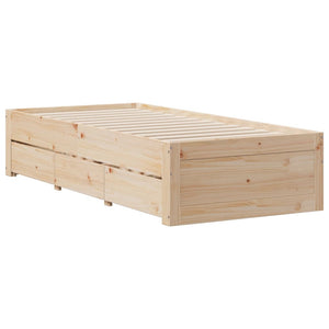 Massivholzbett 75x190 cm mit Schubladen