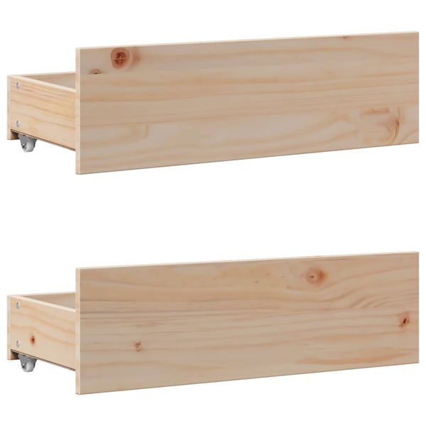 Massivholzbett 75x190 cm mit Schubladen