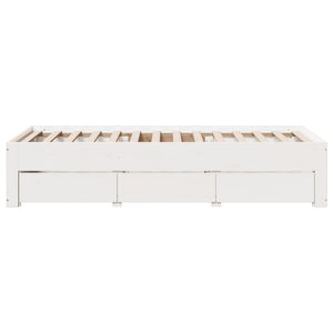 Lit en bois massif vidaXL sans matelas avec tiroirs Blanc 75x190 cm
