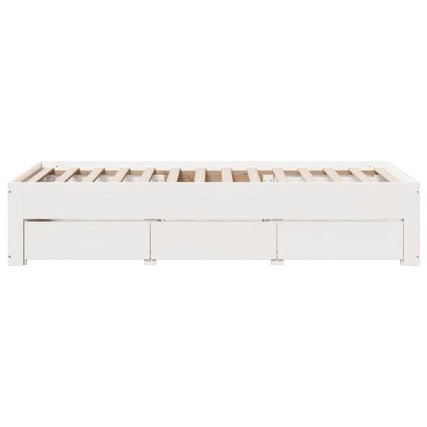 Lit en bois massif vidaXL sans matelas avec tiroirs Blanc 75x190 cm