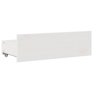 Lit en bois massif vidaXL sans matelas avec tiroirs Blanc 75x190 cm