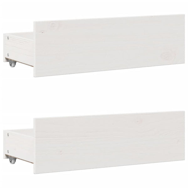 Lit en bois massif vidaXL sans matelas avec tiroirs Blanc 75x190 cm