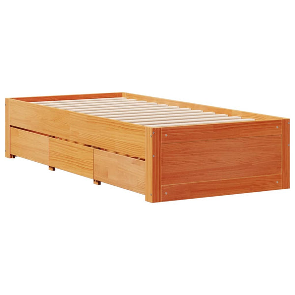 Massivholzbett 75x190 cm mit Schubladen