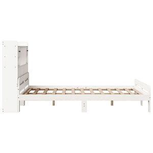 Massivholzbett Kiefer mit Regal Weiß 160x200
