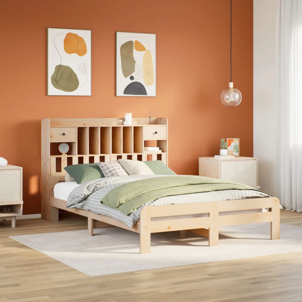 Massivholzbett mit Regal 150x200 cm Kiefer