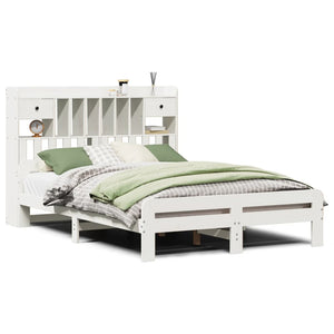 Massivholzbett mit Regal 150x200 cm Weiß