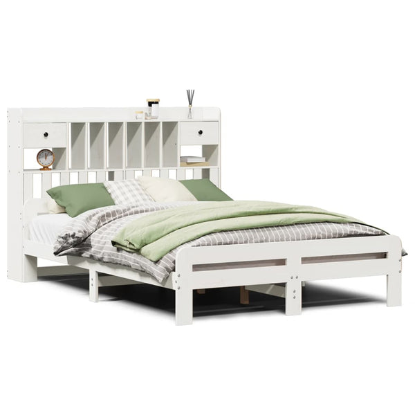 Massivholzbett mit Regal 150x200 cm Weiß