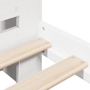 Massivholzbett mit Regal 150x200 cm Weiß