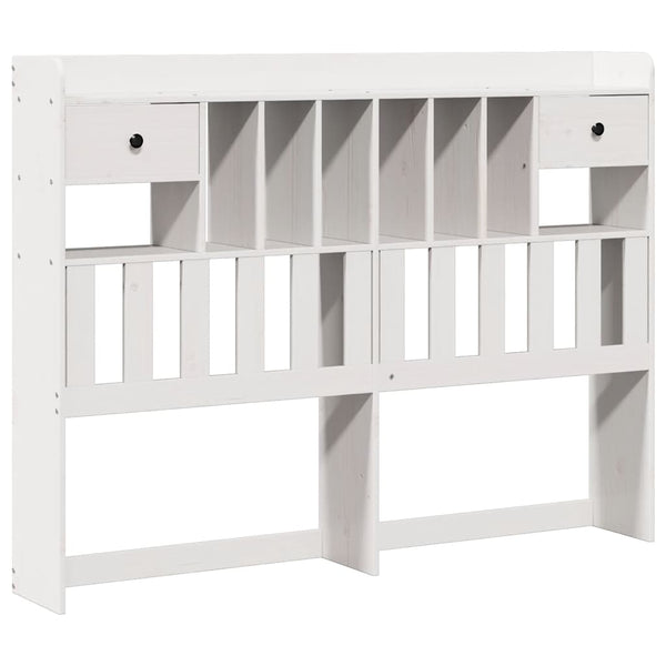 vidaXL Lit en bois massif avec étagère sans matelas Blanc 140x190 cm Pin