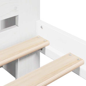 vidaXL Lit en bois massif avec étagère sans matelas Blanc 140x190 cm Pin