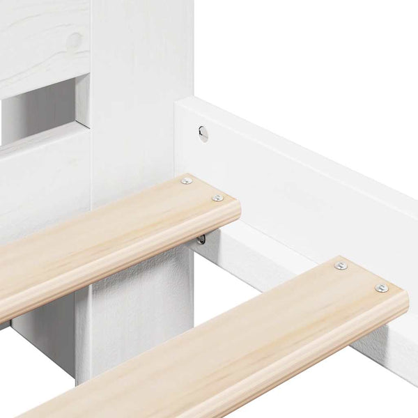 vidaXL Lit en bois massif avec étagère sans matelas Blanc 140x190 cm Pin