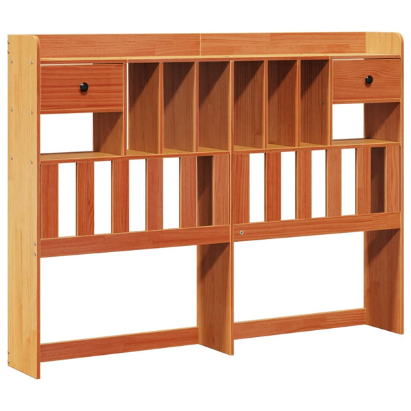 Massivholzbett 140x190 cm mit Regal, Wachsbraun