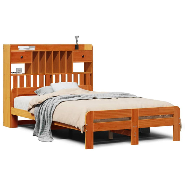 Massivholzbett mit Regal 135x190 cm