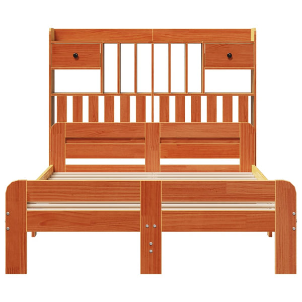 Massivholzbett mit Regal 135x190 cm