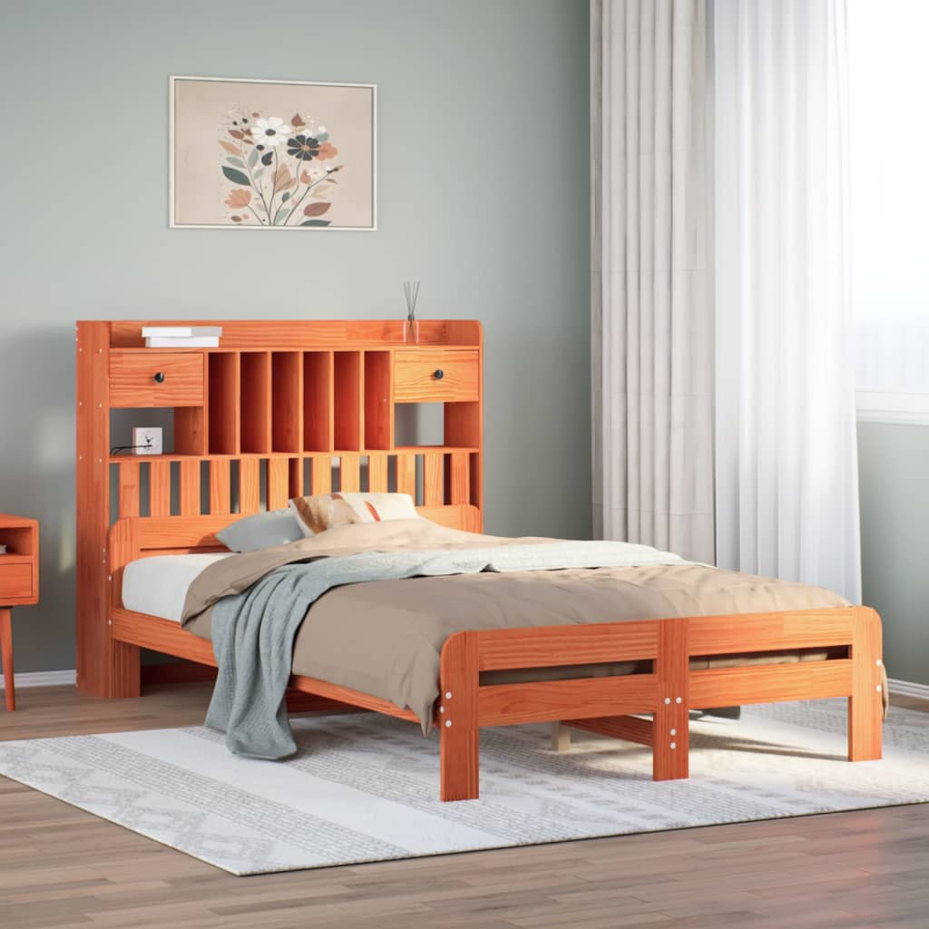 Massivholzbett mit Regal 135x190 cm