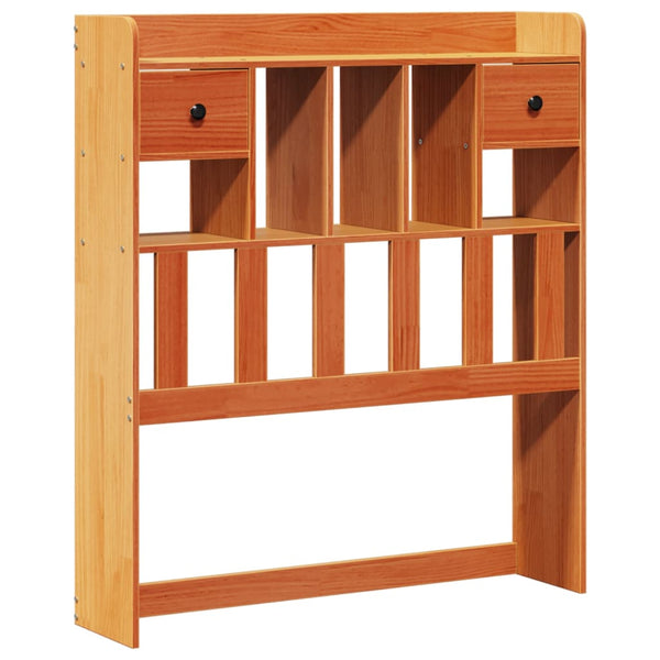 vidaXL Lit en bois massif avec étagère sans matelas Marron ciré 75x190 cm