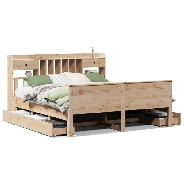 Massivholzbett 180x200 Kiefer mit Regal