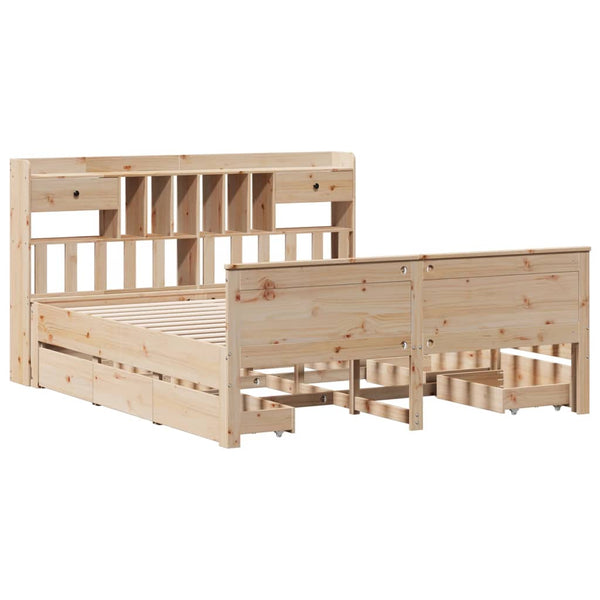 Massivholzbett 180x200 Kiefer mit Regal