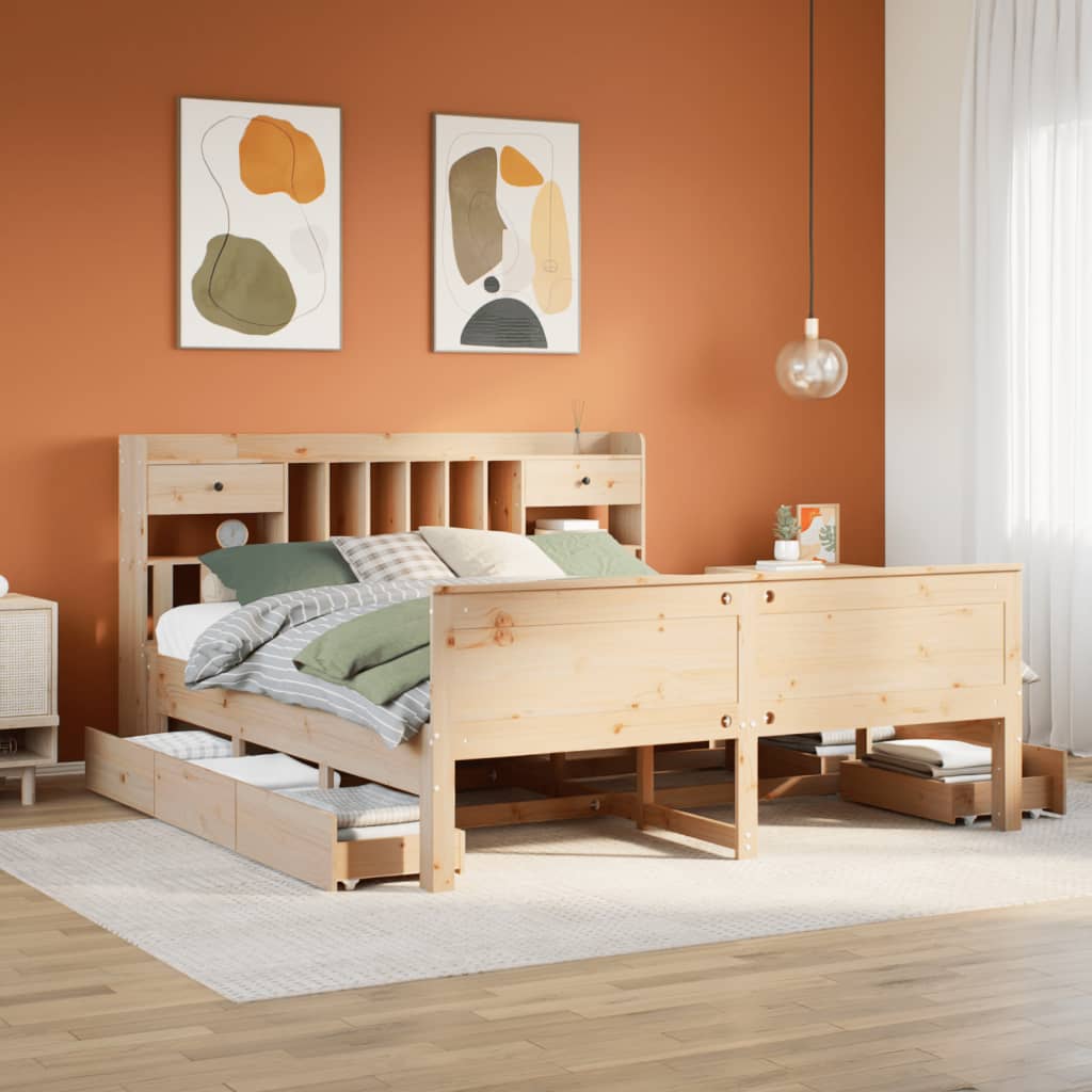 Massivholzbett 180x200 Kiefer mit Regal