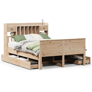Massivholzbett 160x200 mit Regal Kiefer