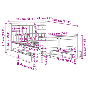Massivholzbett 160x200 mit Regal Kiefer