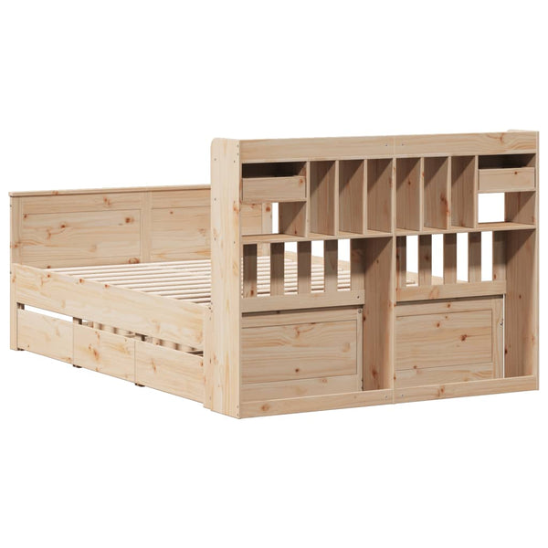Massivholzbett 160x200 mit Regal Kiefer