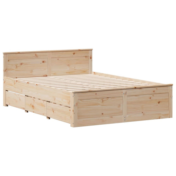Massivholzbett 160x200 mit Regal Kiefer