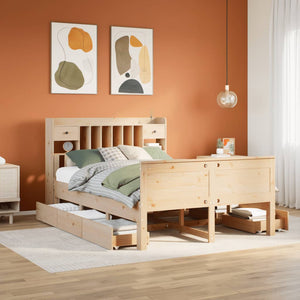 Massivholzbett 160x200 mit Regal Kiefer