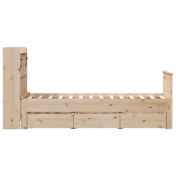 Massivholzbett Kiefer 100x200 cm mit Regal