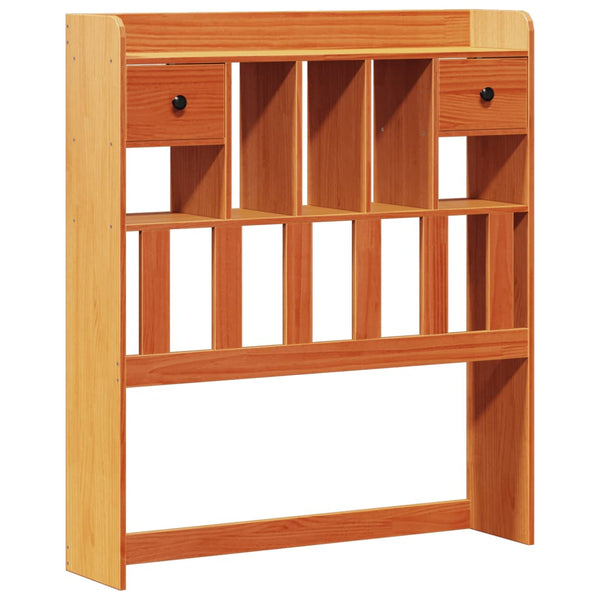 vidaXL Lit en bois massif avec étagère sans matelas Marron ciré 100x200 cm