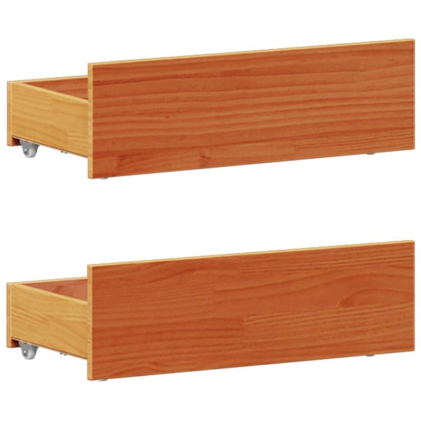 vidaXL Lit en bois massif avec étagère sans matelas Marron ciré 100x200 cm