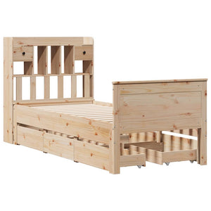 Massivholzbett Kiefer mit Regal 90x200 cm